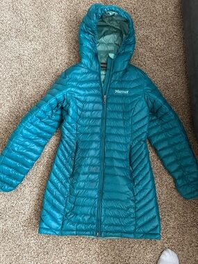 Marmot Women's Teal Hooded Puffer Coat